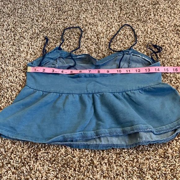 🎀 3/$20 Zara trafaluc women’s small chambray crop top - Picture 5 of 6